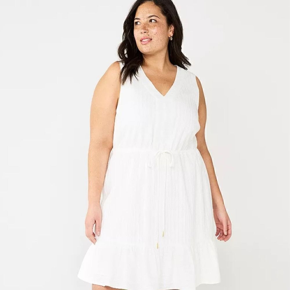 DRAPER JAMES RSVP Sleeveless Tie Waist Dress-Size 3X